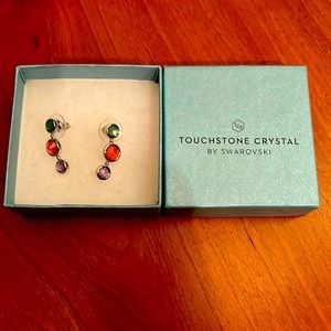 Touchstone Crystal by Swarovski earrings with 3 color stones